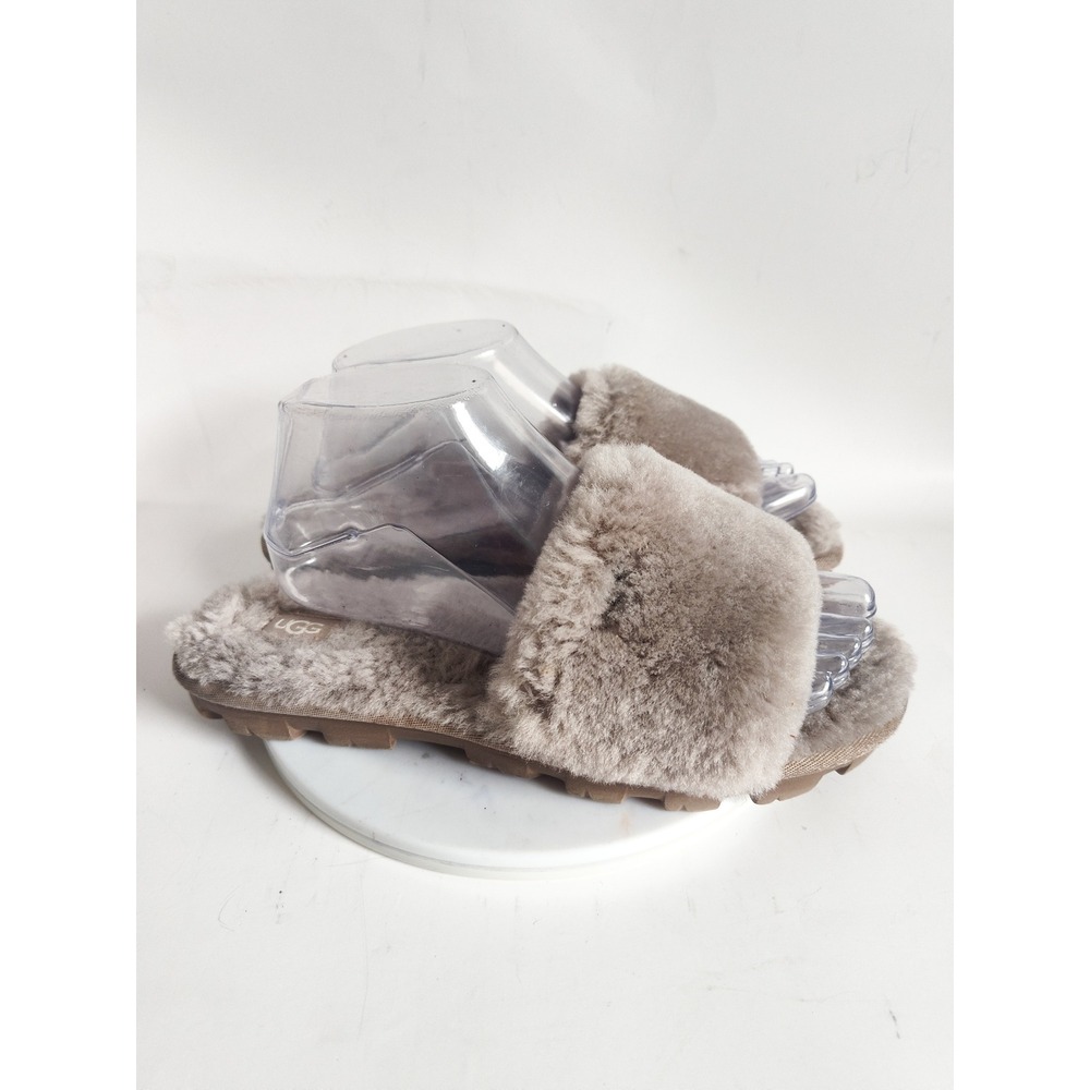 Ugg Cozette Slide Slippers Womens 8 Sheepskin House Shoes Fur Fuzzy Comfort Gray